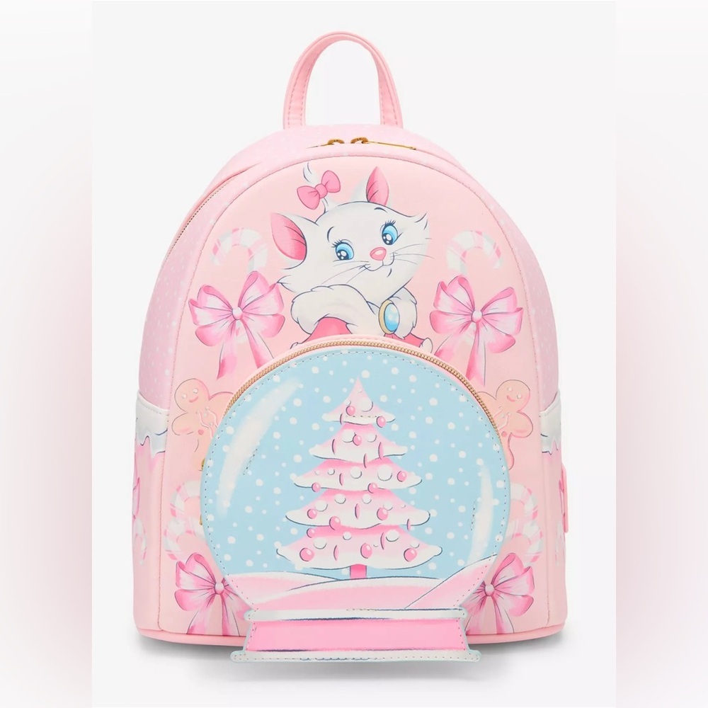 Loungefly Disney Marie Aristocats Pink Christmas Mini Backpack NWT